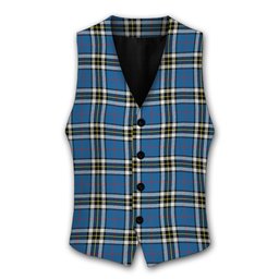 ScotsTee Shop Scottish Thompson Dress Blue Modern Tartan Waistcoat Sleeveless Suit Vest
