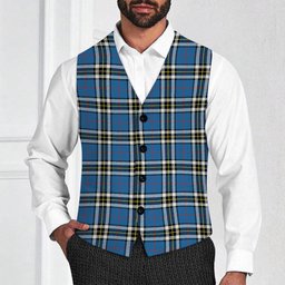ScotsTee Shop Scottish Thompson Dress Blue Modern Tartan Waistcoat Sleeveless Suit Vest
