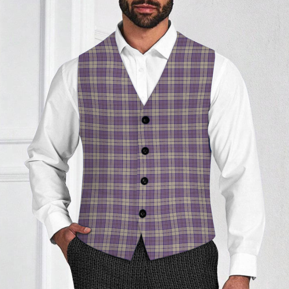 ScotsTee Shop Scottish Harris Lilac Tartan Waistcoat Sleeveless Suit Vest