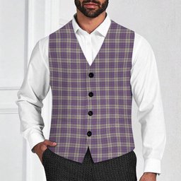 ScotsTee Shop Scottish Harris Lilac Tartan Waistcoat Sleeveless Suit Vest