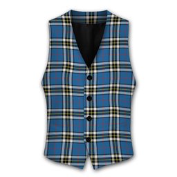 ScotsTee Shop Scottish MacThomas Blue Modern Tartan Waistcoat Sleeveless Suit Vest