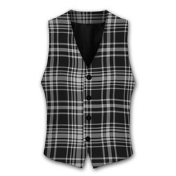 ScotsTee Shop Scottish MacLean Black and White Tartan Waistcoat Sleeveless Suit Vest