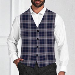 ScotsTee Shop Scottish Yokohama Takashimaya Blue Tartan Waistcoat Sleeveless Suit Vest