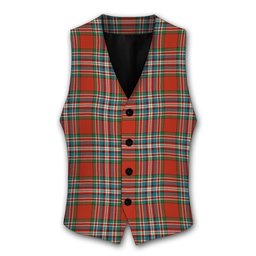ScotsTee Shop Scottish MacFarlane Red Ancient Tartan Waistcoat Sleeveless Suit Vest