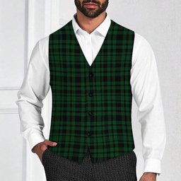 ScotsTee Shop Scottish Menzies Green Tartan Waistcoat Sleeveless Suit Vest