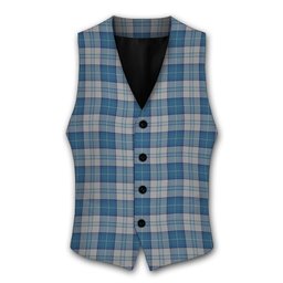 ScotsTee Shop Scottish Menzies Dress Blue and White Tartan Waistcoat Sleeveless Suit Vest