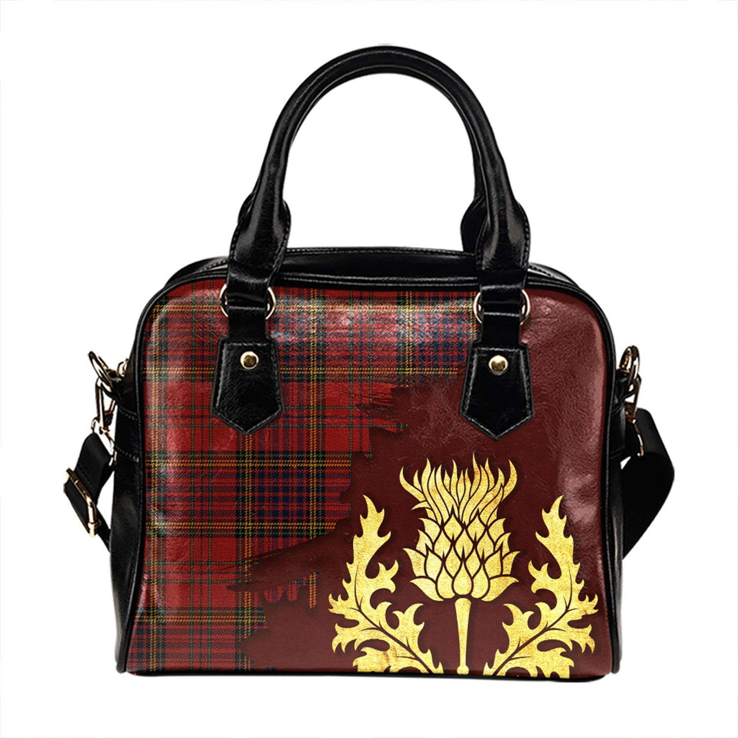 ScotsTee Shop Scottish Anderson of Kinneddar Red Modern Tartan Shoulder Handbag Thistle Oldest