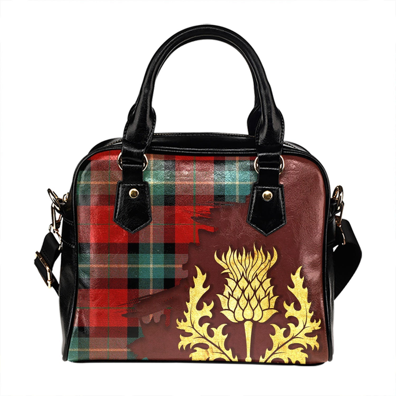ScotsTee Shop Scottish Baillie of Polkemmet Red Tartan Shoulder Handbag Thistle Oldest