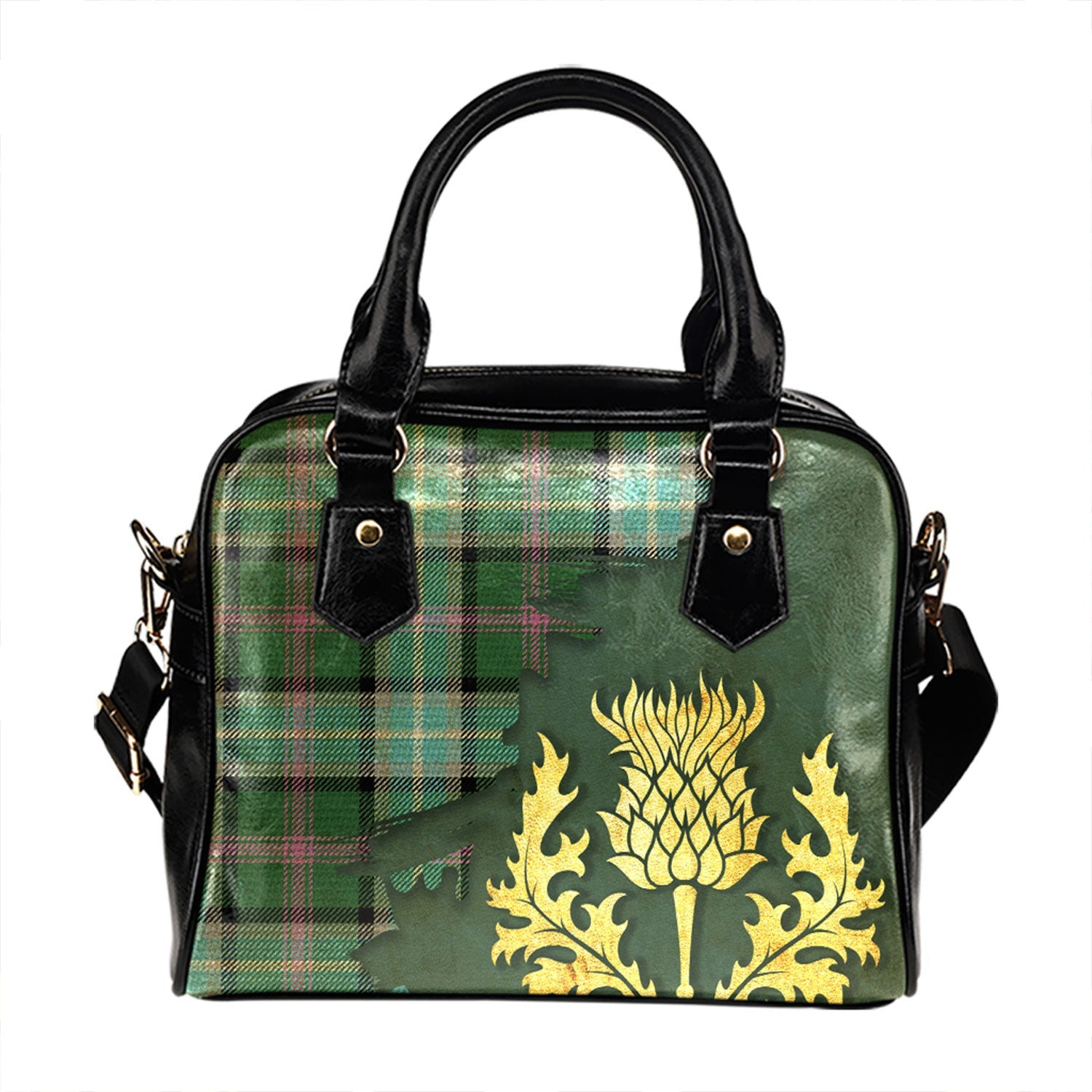 ScotsTee Shop Scottish Alexander of Menstry Hunting Ancient Tartan Shoulder Handbag Thistle Oldest