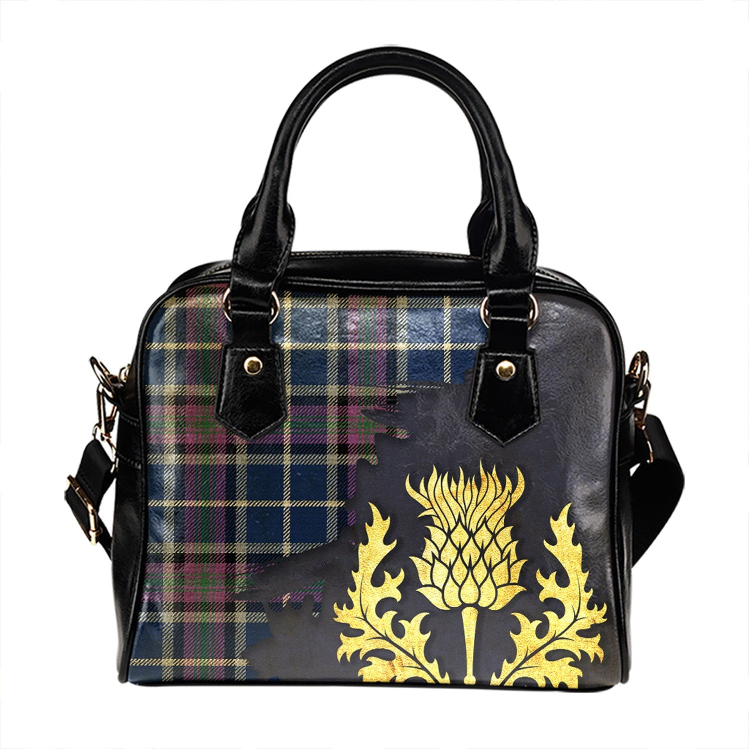 ScotsTee Shop Scottish Alexander of Menstry Modern Tartan Shoulder Handbag Thistle Oldest