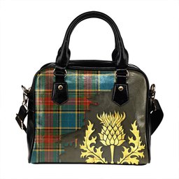 ScotsTee Shop Scottish Bethune Ancient Tartan Shoulder Handbag Thistle Oldest