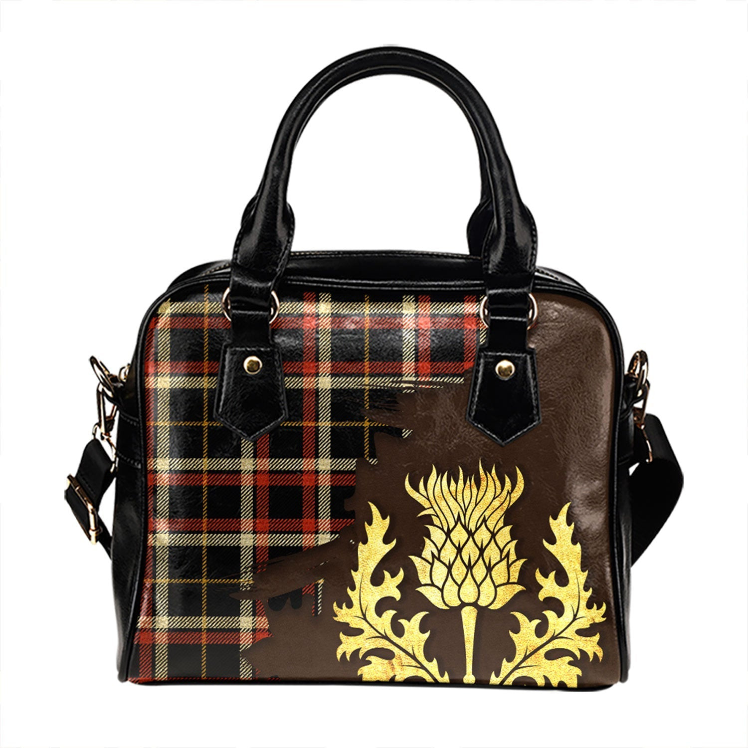 ScotsTee Shop Scottish Black (DCD) Ancient Tartan Shoulder Handbag Thistle Oldest