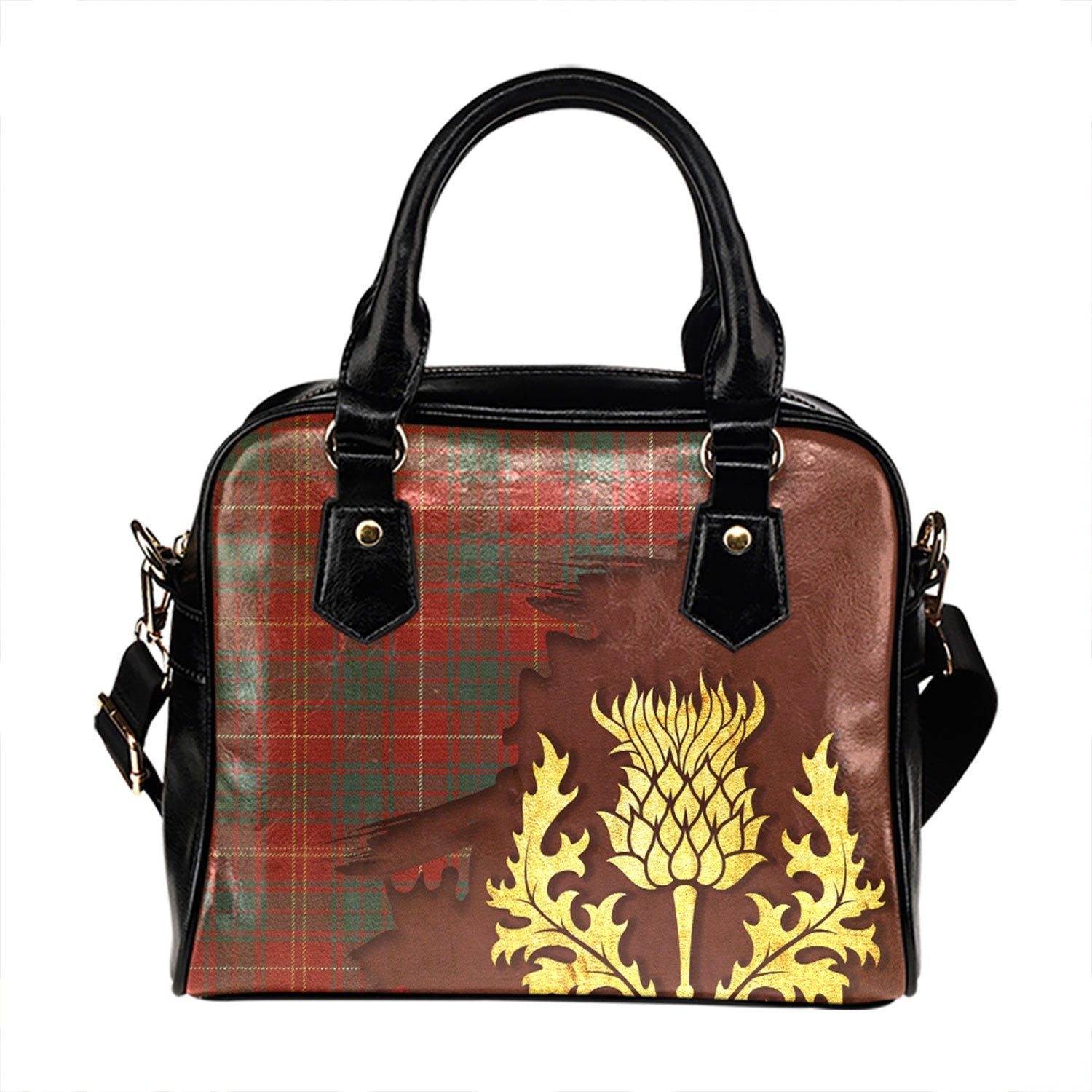 ScotsTee Shop Scottish Bruce Weathered Tartan Shoulder Handbag Thistle Oldest