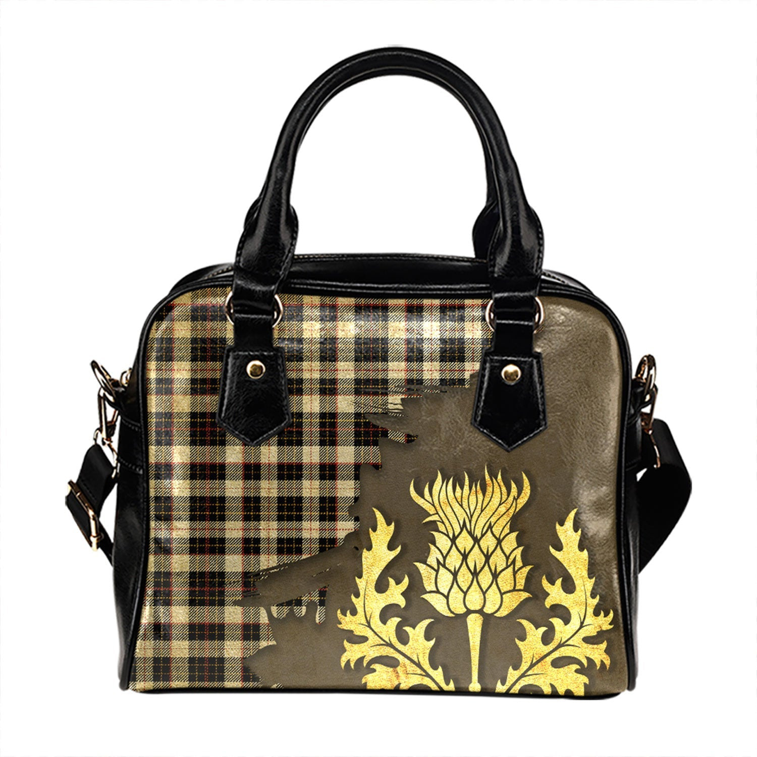 ScotsTee Shop Scottish Brodie Black - White Tartan Shoulder Handbag Thistle Oldest