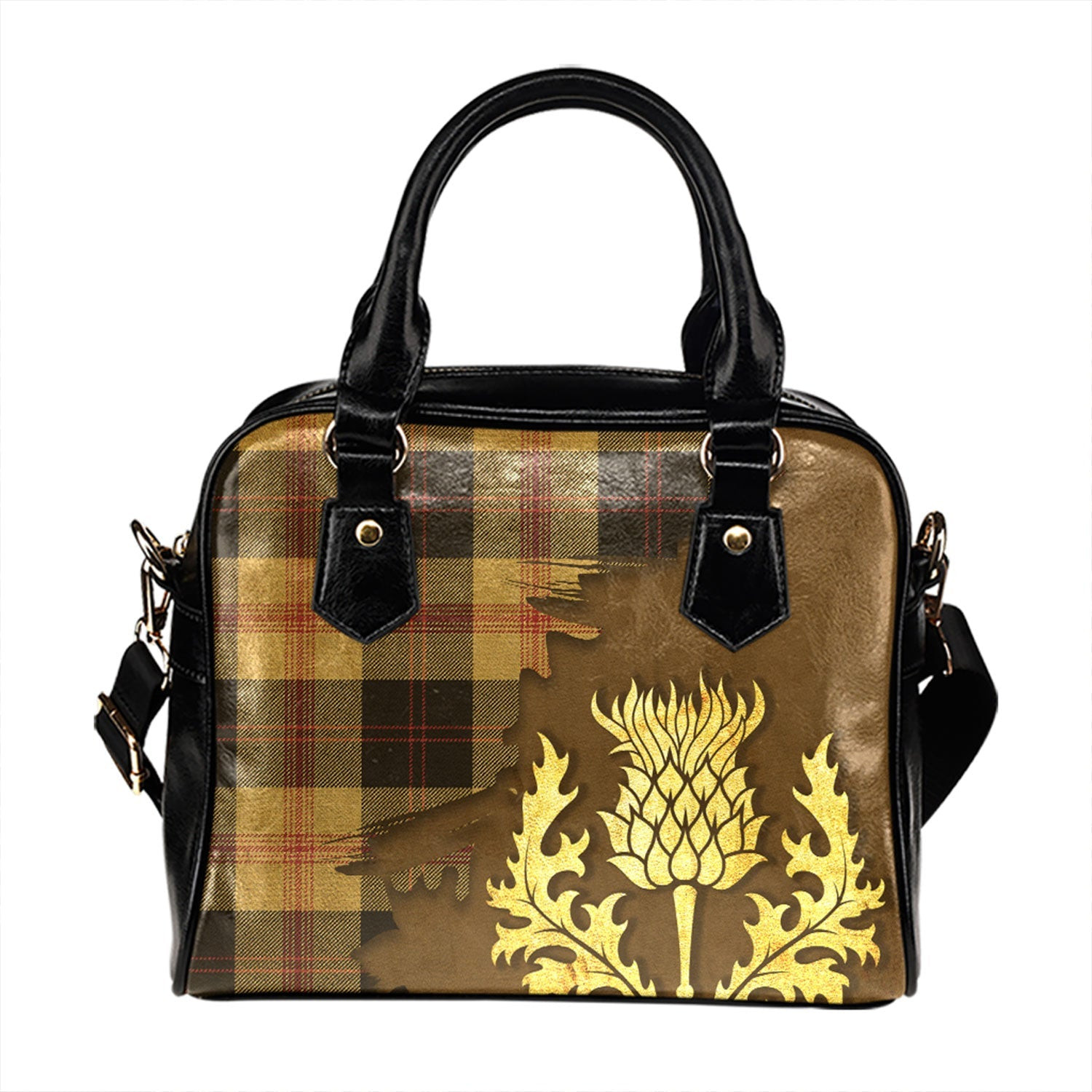 ScotsTee Shop Scottish Brecheen Weathered Tartan Shoulder Handbag Thistle Oldest