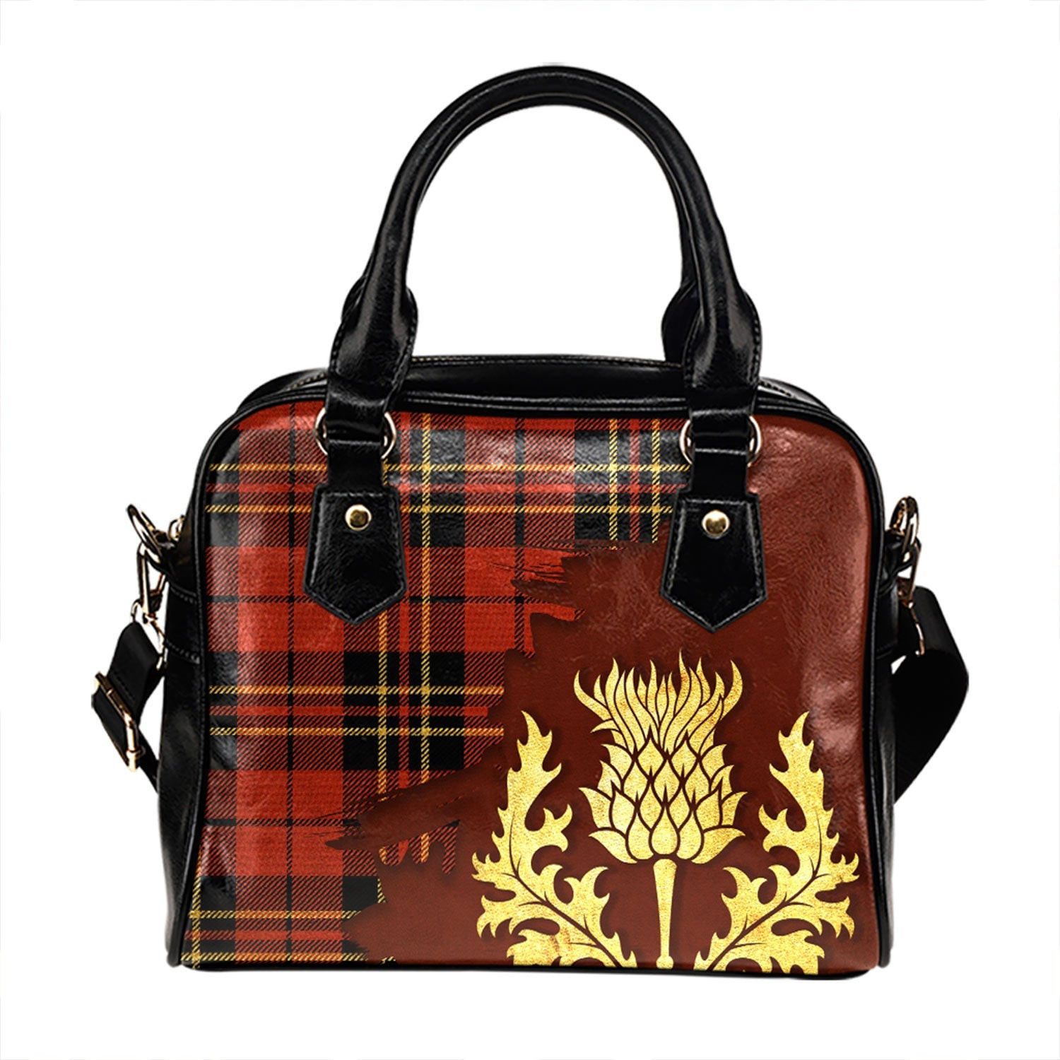 ScotsTee Shop Scottish Brodie Red Ancient Tartan Shoulder Handbag Thistle Oldest