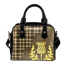 ScotsTee Shop Scottish Brodie Black - White Weathered Tartan Shoulder Handbag Thistle Oldest
