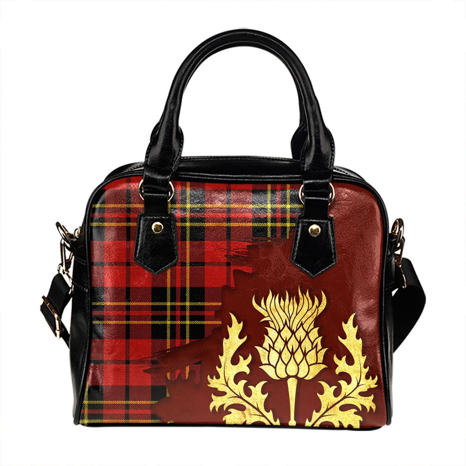 ScotsTee Shop Scottish Brodie Red Modern Tartan Shoulder Handbag Thistle Oldest