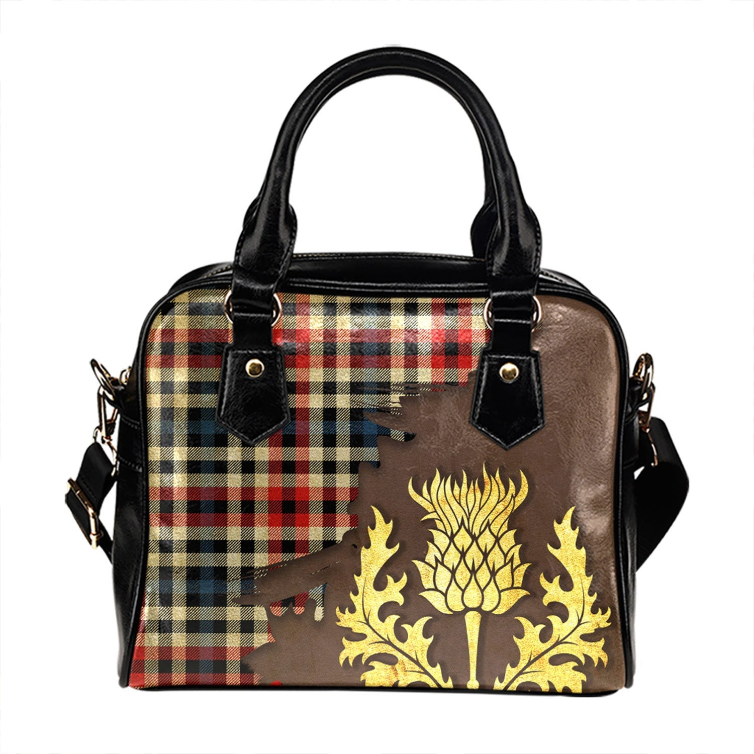 ScotsTee Shop Scottish Bell Border (Bell Southern Bell) Modern Tartan Shoulder Handbag Thistle Oldest