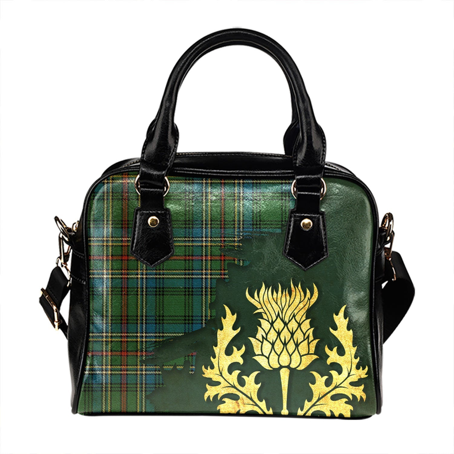 ScotsTee Shop Scottish Cockburn (Coburn) Ancient Tartan Shoulder Handbag Thistle Oldest