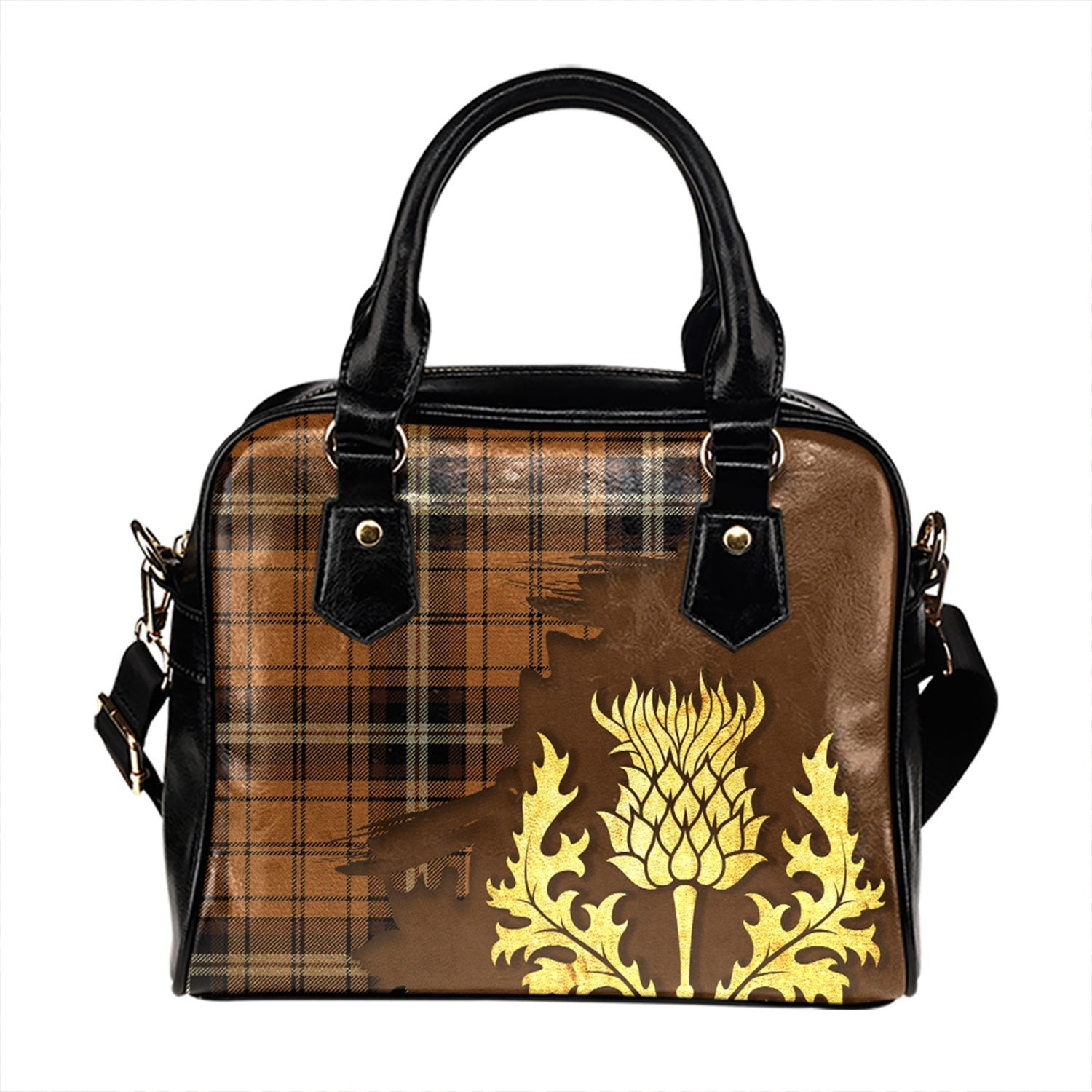 ScotsTee Shop Scottish Campbell Camel Modern Tartan Shoulder Handbag Thistle Oldest