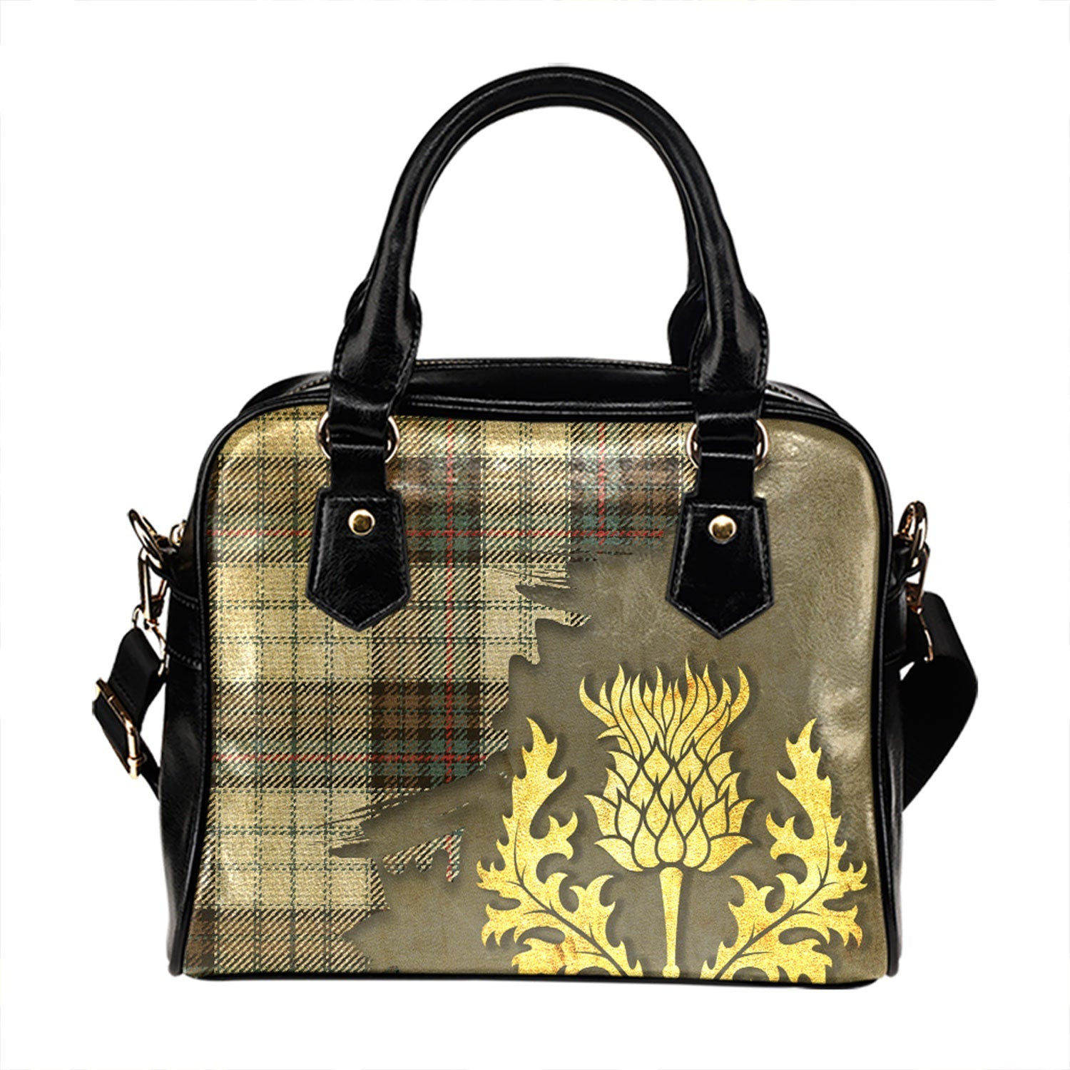 ScotsTee Shop Scottish Campbell of Cawdor Dress Weathered 2 Tartan Shoulder Handbag Thistle Oldest