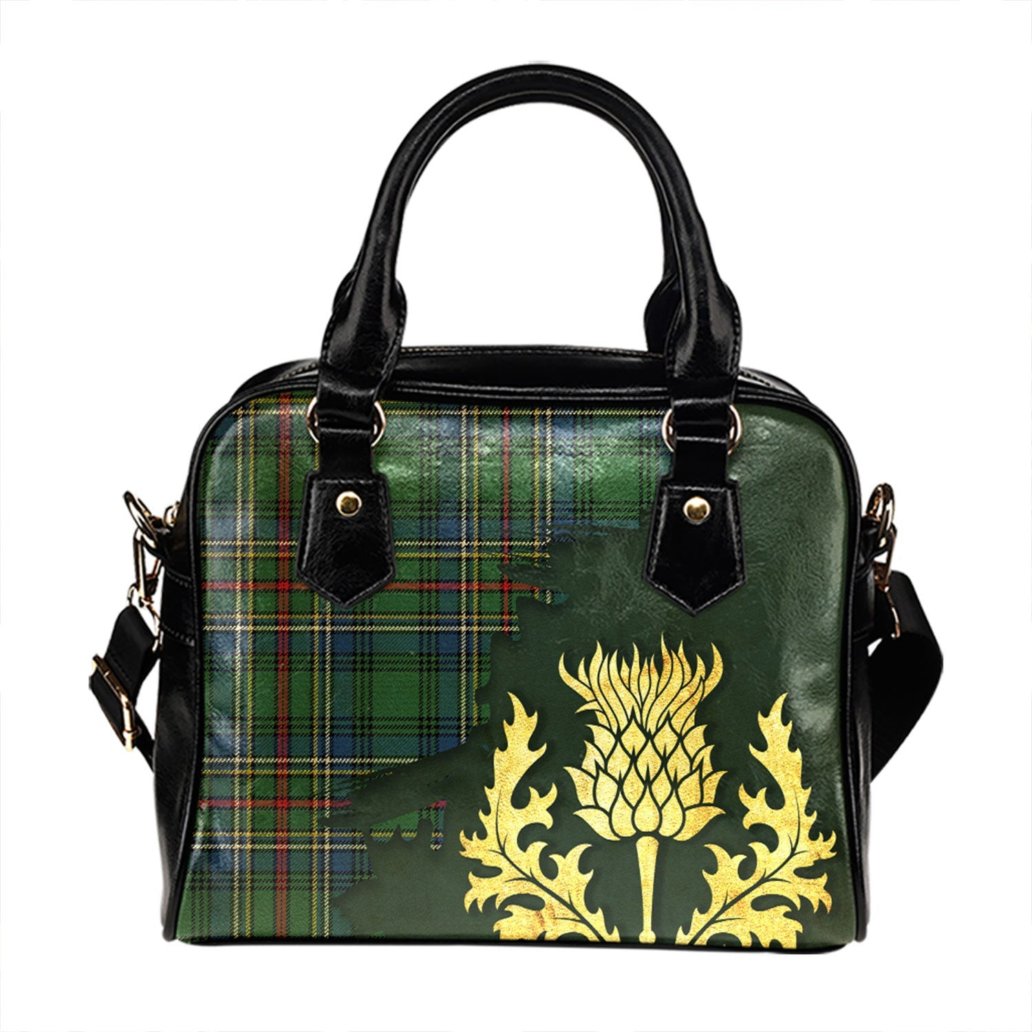 ScotsTee Shop Scottish Cockburn (Coburn) Modern Tartan Shoulder Handbag Thistle Oldest