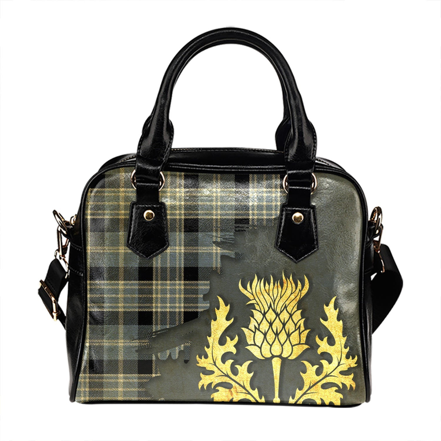 ScotsTee Shop Scottish Clark Ancient Tartan Shoulder Handbag Thistle Oldest