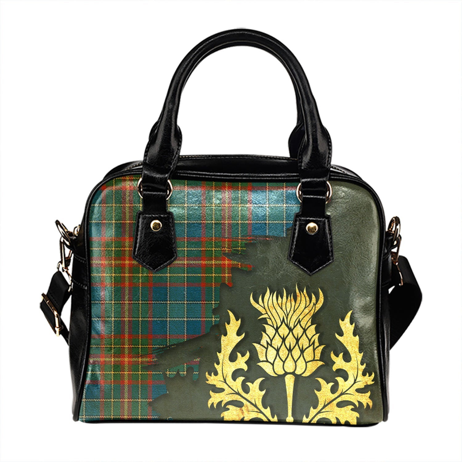 ScotsTee Shop Scottish Caskie Ancient Tartan Shoulder Handbag Thistle Oldest