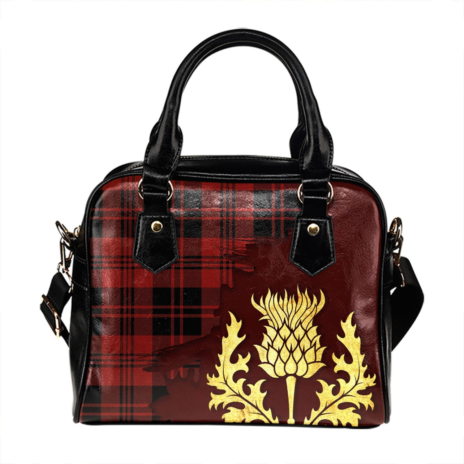 ScotsTee Shop Scottish Campbell of Lochlane Modern 2 Tartan Shoulder Handbag Thistle Oldest