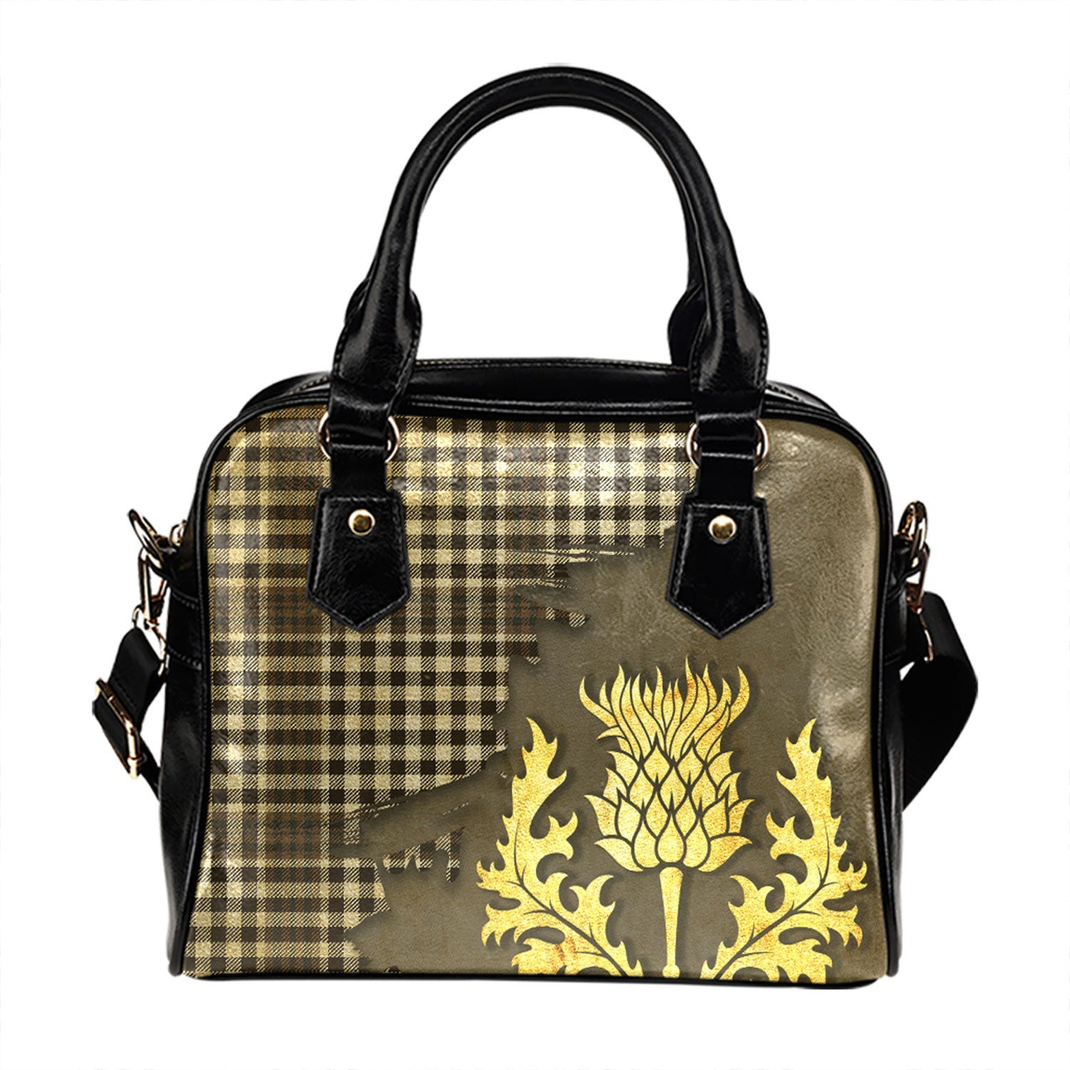 ScotsTee Shop Scottish Burns Check (Burns Ayr) Weathered Tartan Shoulder Handbag Thistle Oldest
