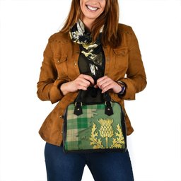 ScotsTee Shop Scottish Erskine Green Tartan Shoulder Handbag Thistle Oldest
