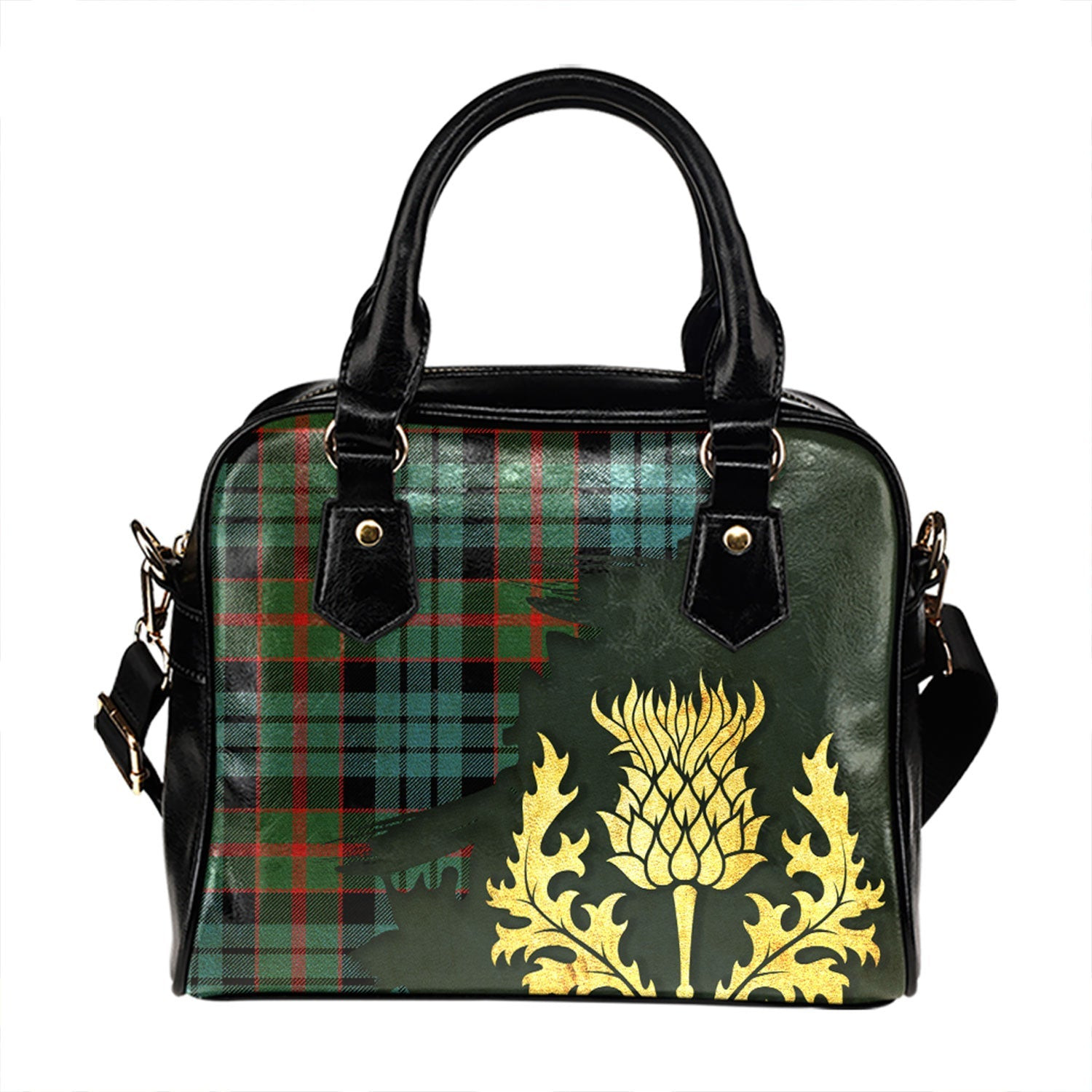 ScotsTee Shop Scottish Fletcher of Dunans Tartan Shoulder Handbag Thistle Oldest