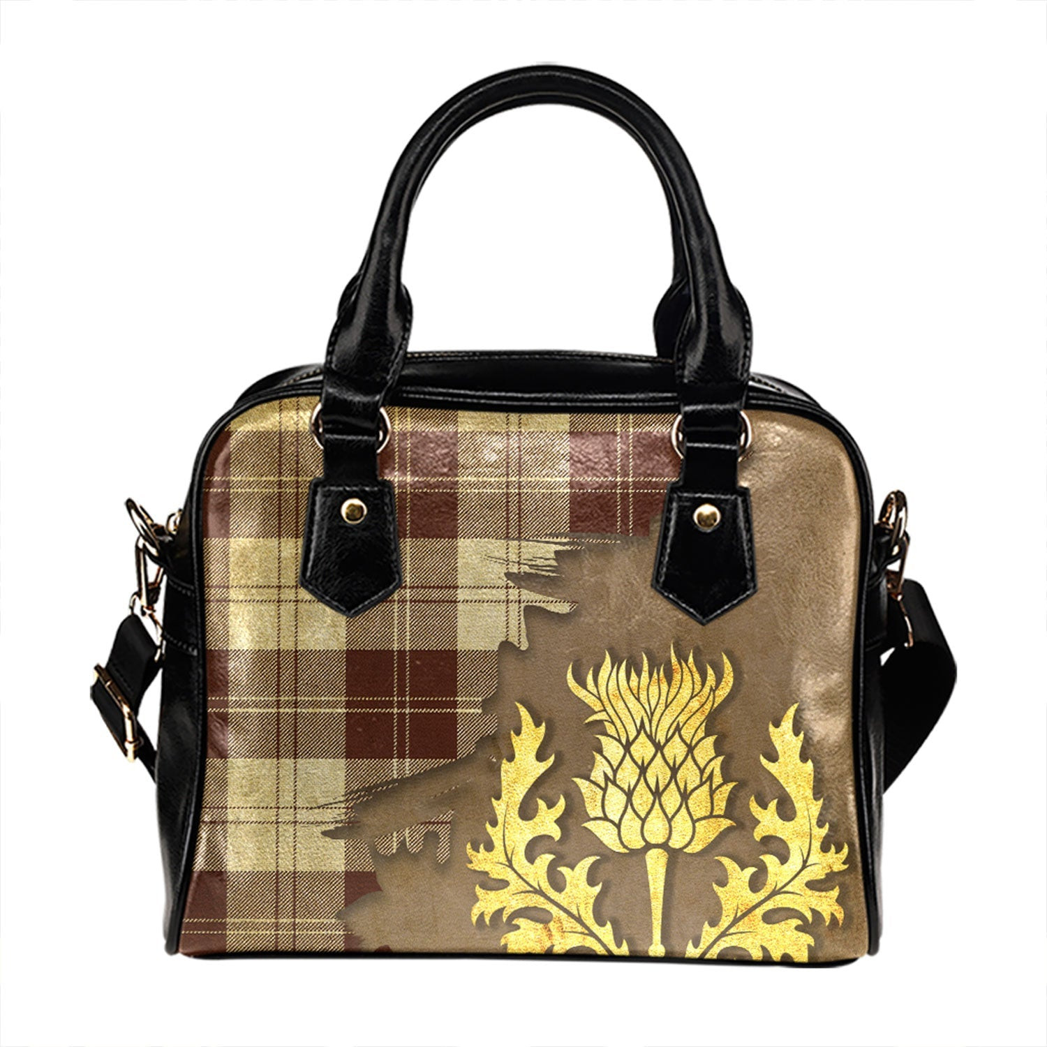 ScotsTee Shop Scottish Erskine Burgundy Tartan Shoulder Handbag Thistle Oldest