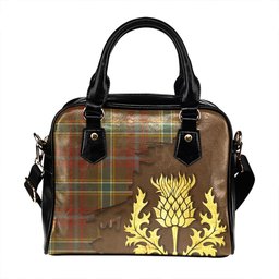 ScotsTee Shop Scottish Currie of Arran Weathered Tartan Shoulder Handbag Thistle Oldest