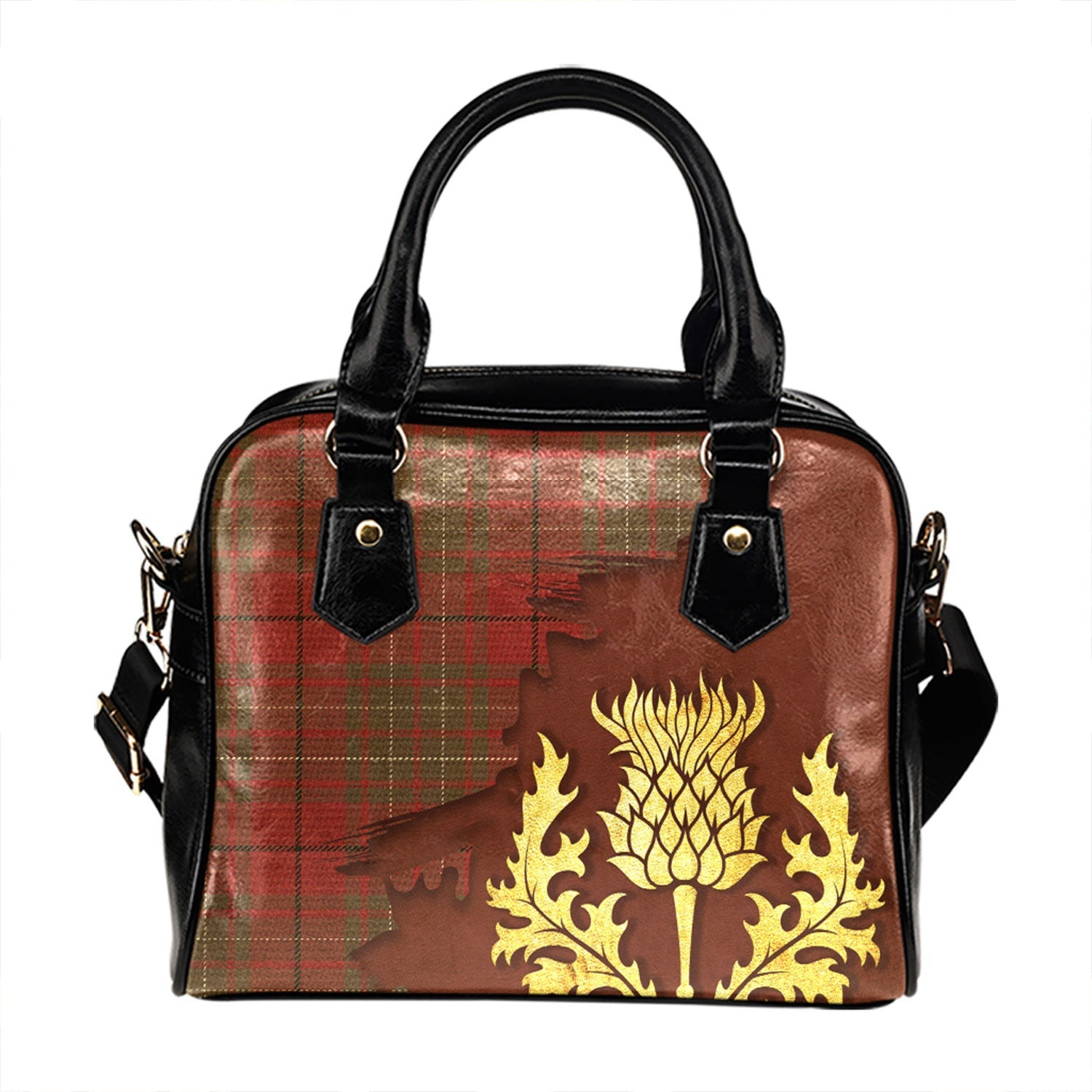 ScotsTee Shop Scottish Cumming (MacAulay #2) Weathered Tartan Shoulder Handbag Thistle Oldest