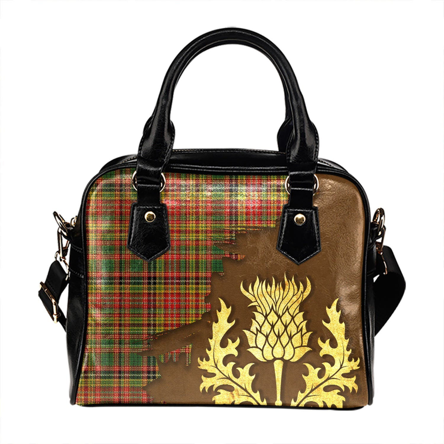 ScotsTee Shop Scottish Drummond of Strathallan Tartan Shoulder Handbag Thistle Oldest