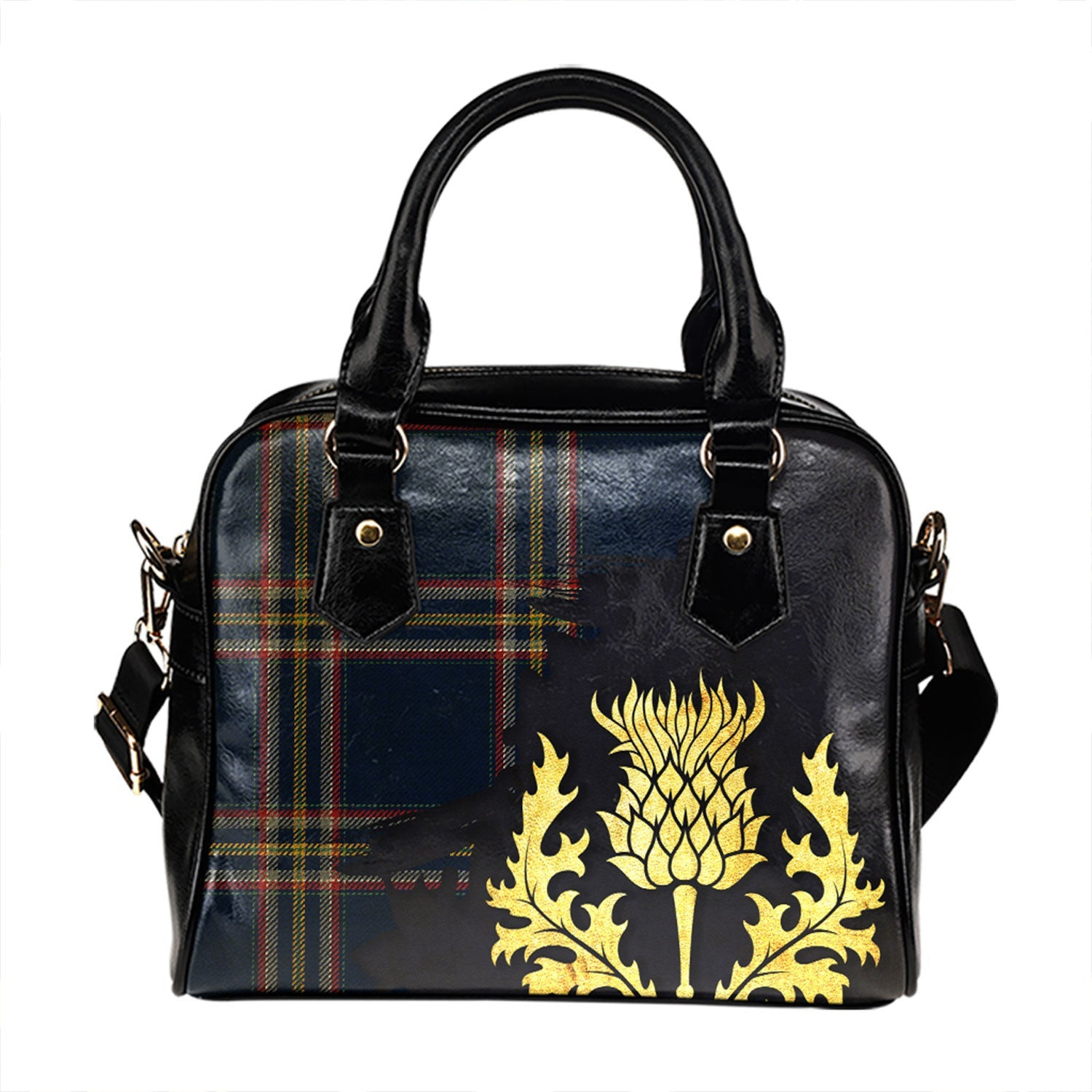 ScotsTee Shop Scottish Crichton (Creighton) Modern Tartan Shoulder Handbag Thistle Oldest