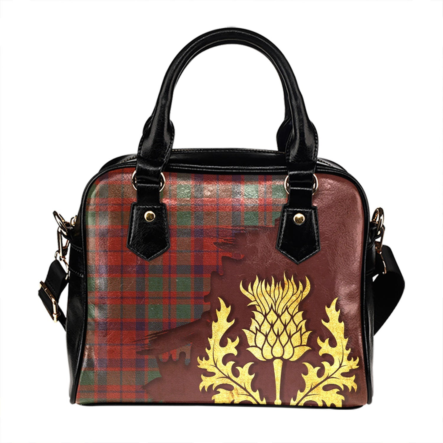 ScotsTee Shop Scottish MacBean of Tomatin (MacBain of Tomatin) Weathered Tartan Shoulder Handbag Thistle Oldest