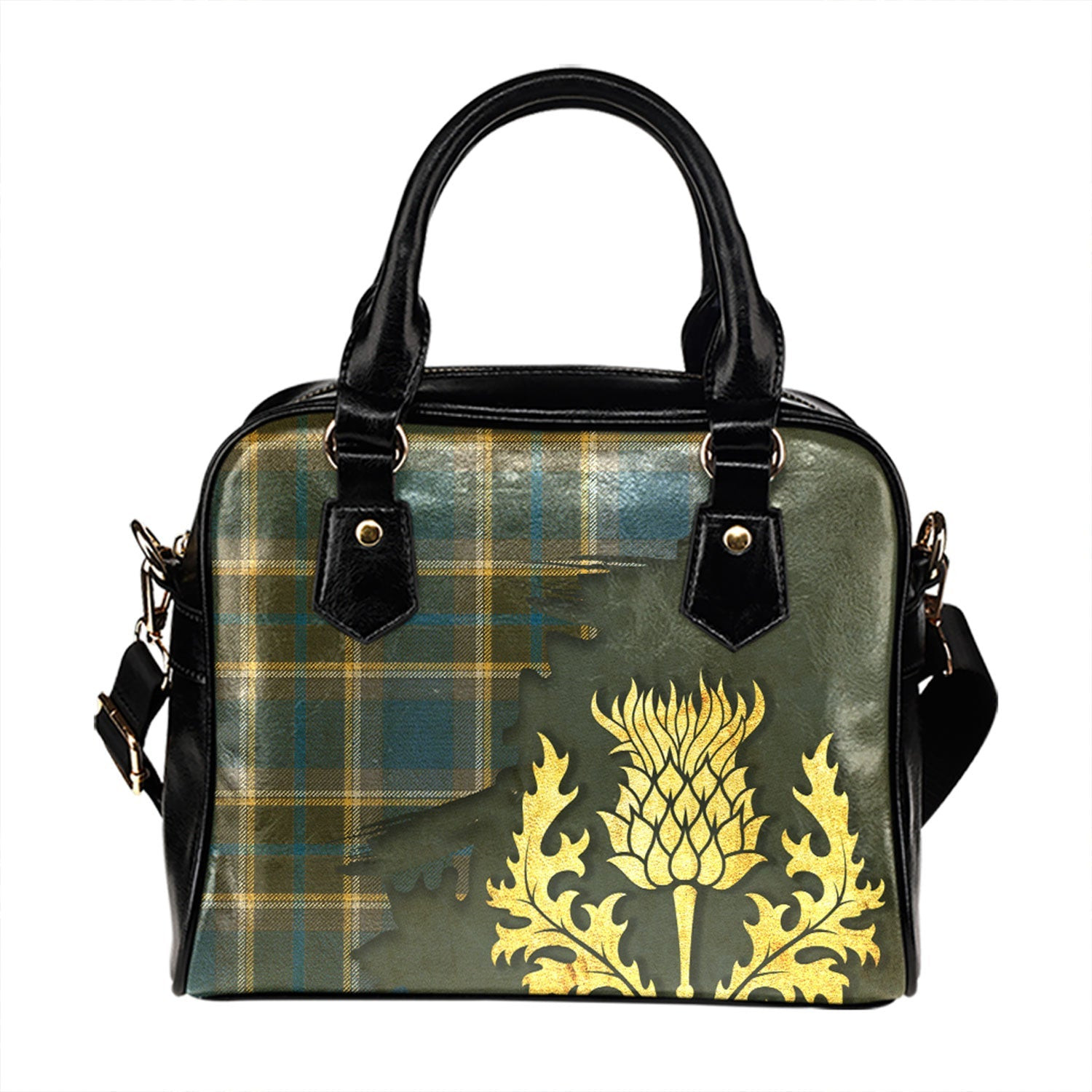 ScotsTee Shop Scottish Isle of Man Manx Hunting Ancient Tartan Shoulder Handbag Thistle Oldest