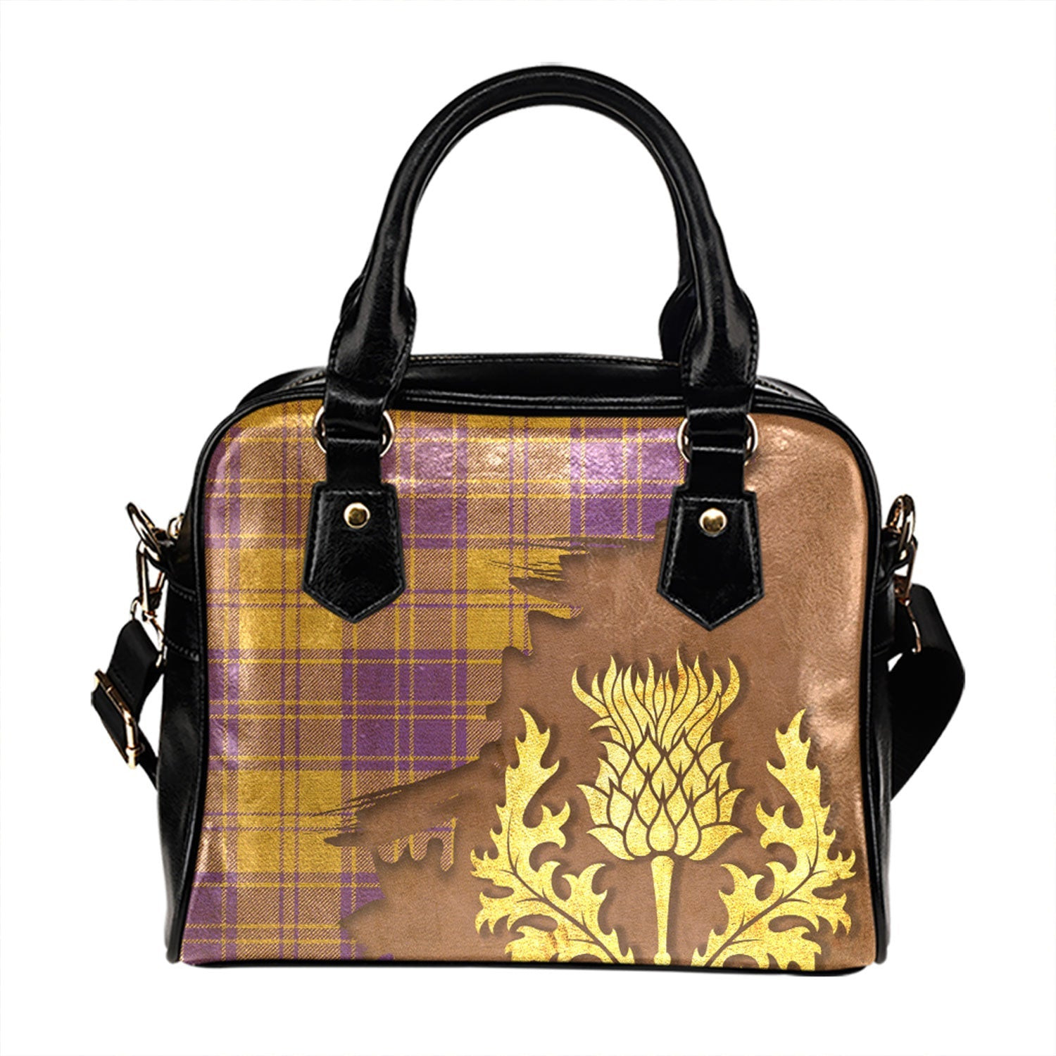 ScotsTee Shop Scottish MacLachlan Chief-s Dress- Blue Ancient Tartan Shoulder Handbag Thistle Oldest