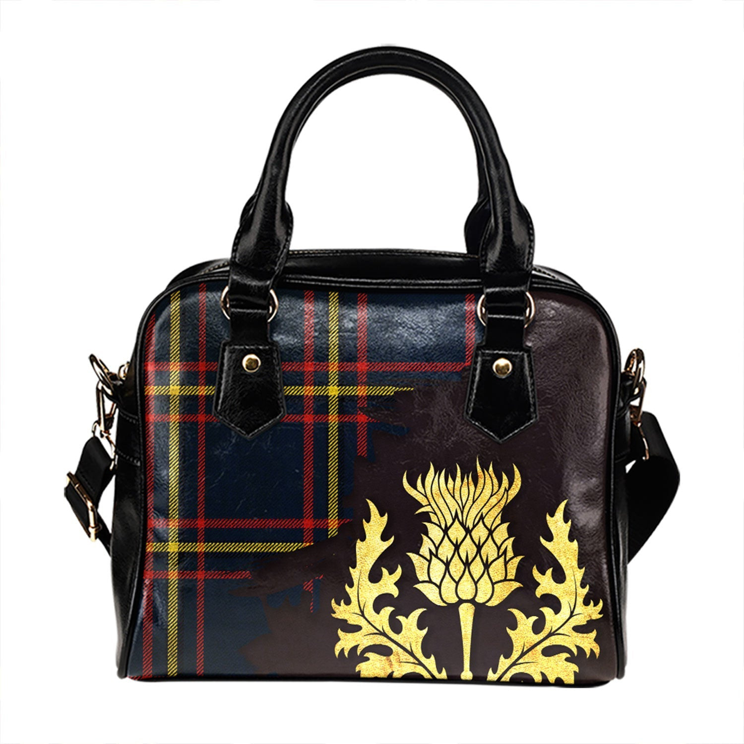 ScotsTee Shop Scottish MacLaine of LochBuie Hunting (MacLaine) Modern Tartan Shoulder Handbag Thistle Oldest