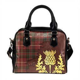 ScotsTee Shop Scottish Hunter of Bute (Hunter Maroon) Weathered Tartan Shoulder Handbag Thistle Oldest