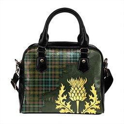 ScotsTee Shop Scottish MacDonald Flora (Donald Flora) Plaid Artifact Ancient Tartan Shoulder Handbag Thistle Oldest