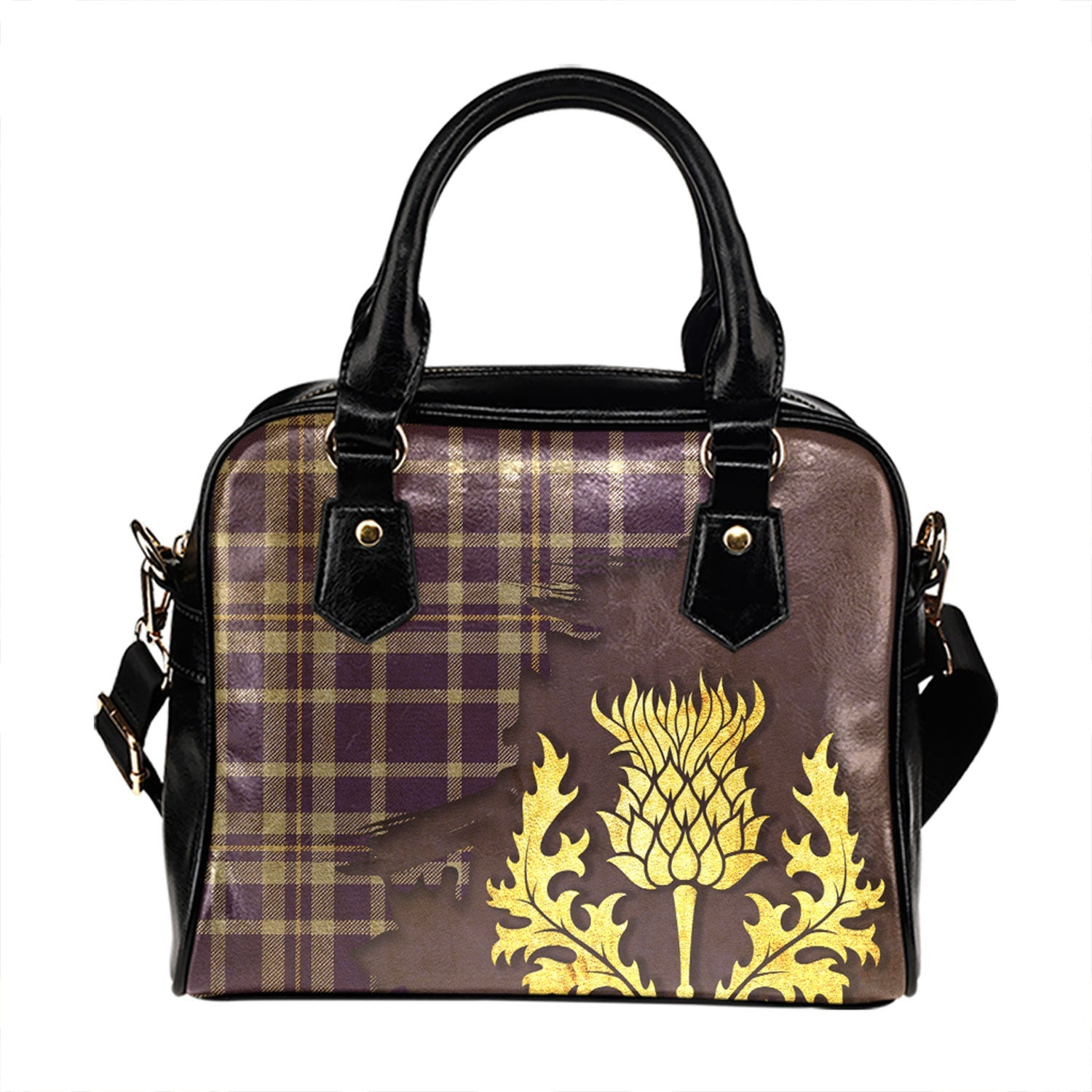 ScotsTee Shop Scottish Ochterlony (Auchterlony) Weathered Tartan Shoulder Handbag Thistle Oldest