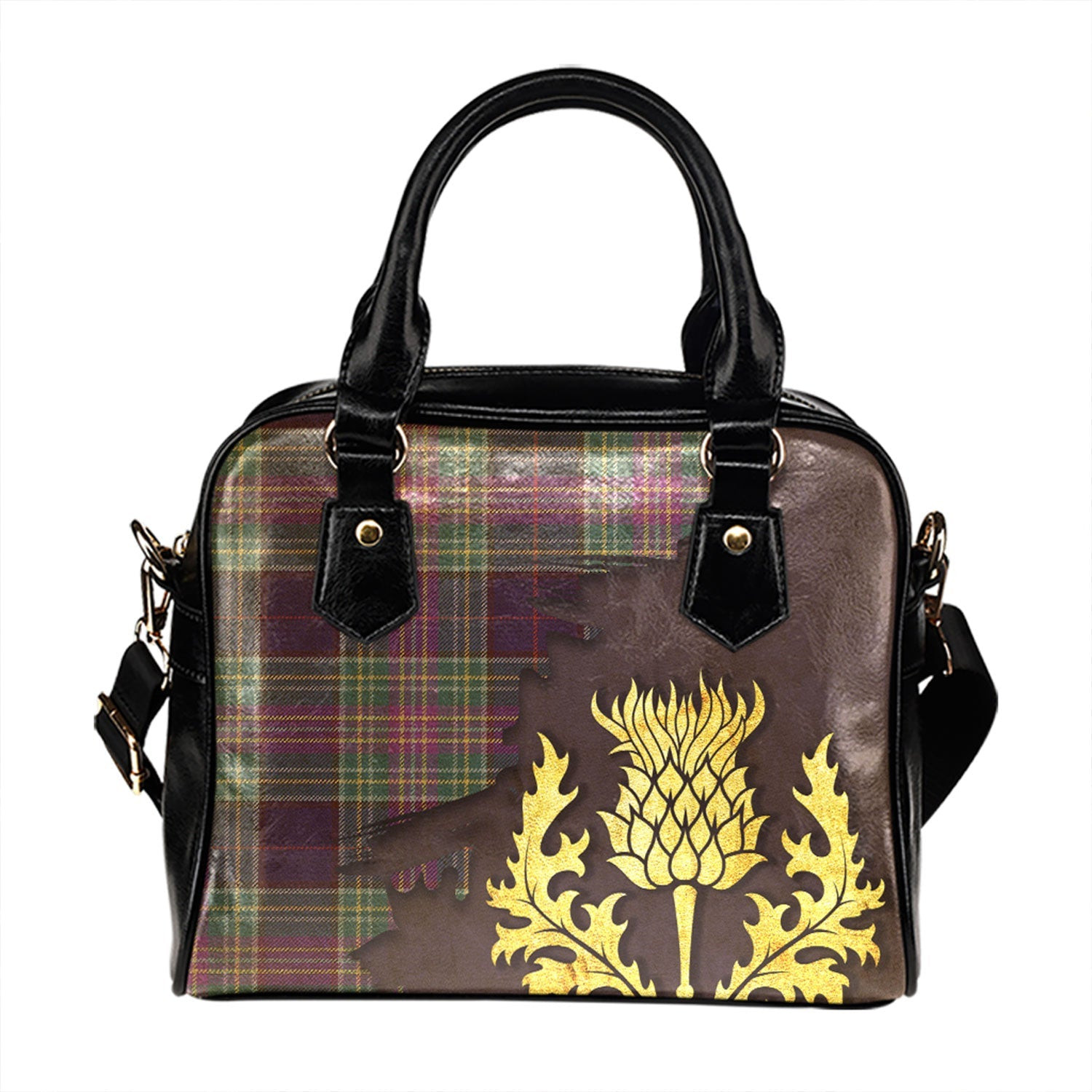 ScotsTee Shop Scottish Isle of Man Manx Weathered Tartan Shoulder Handbag Thistle Oldest