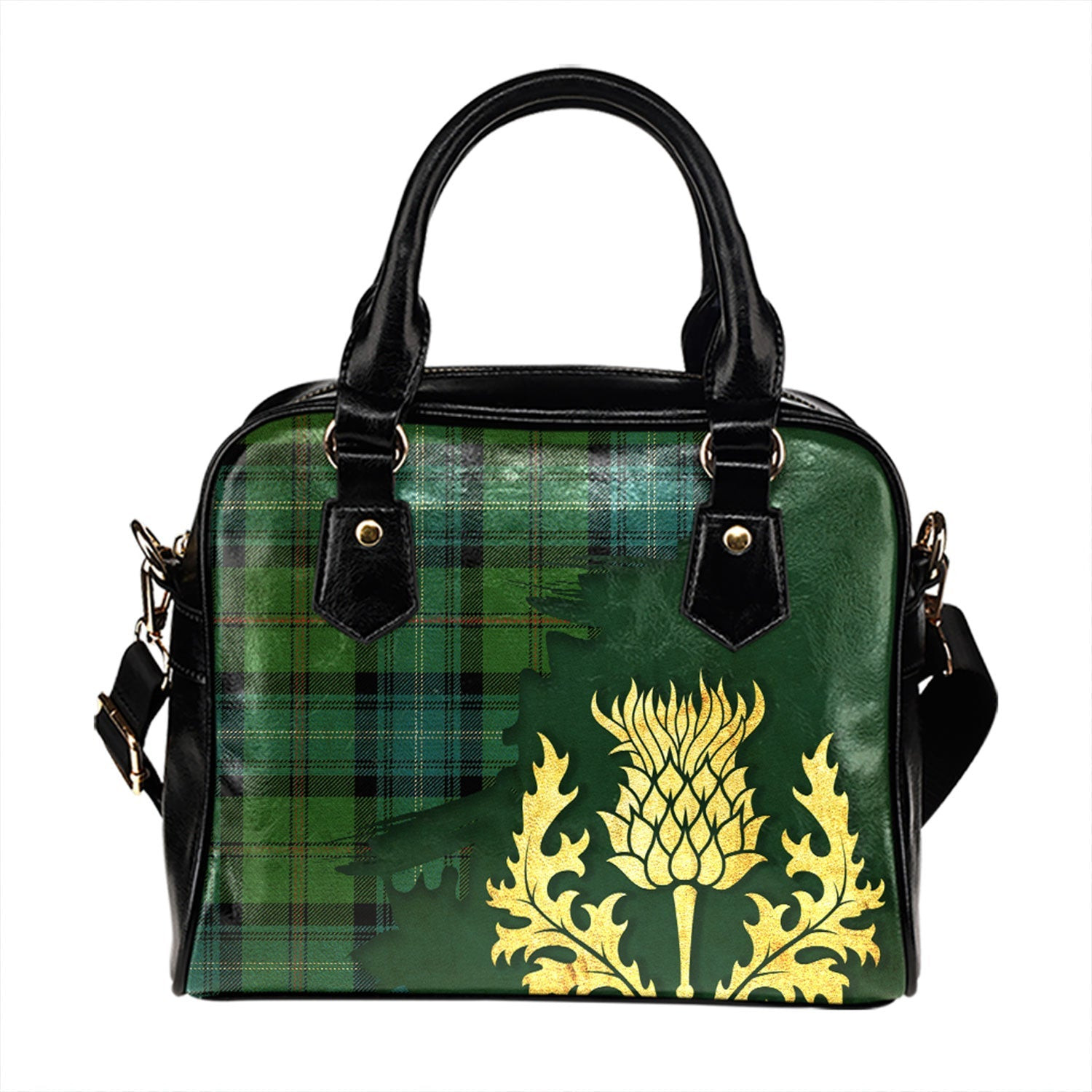 ScotsTee Shop Scottish Urquhart White Lines (Urquhart Ancient) Ancient Tartan Shoulder Handbag Thistle Oldest
