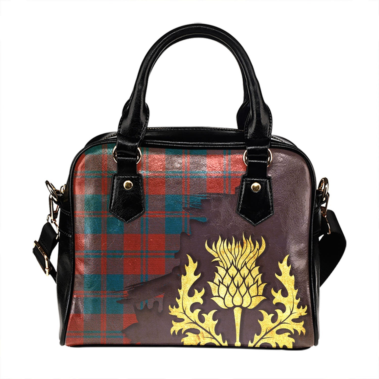 ScotsTee Shop Scottish MacGregor of Glengyle (Gregor of Deeside) Ancient Tartan Shoulder Handbag Thistle Oldest