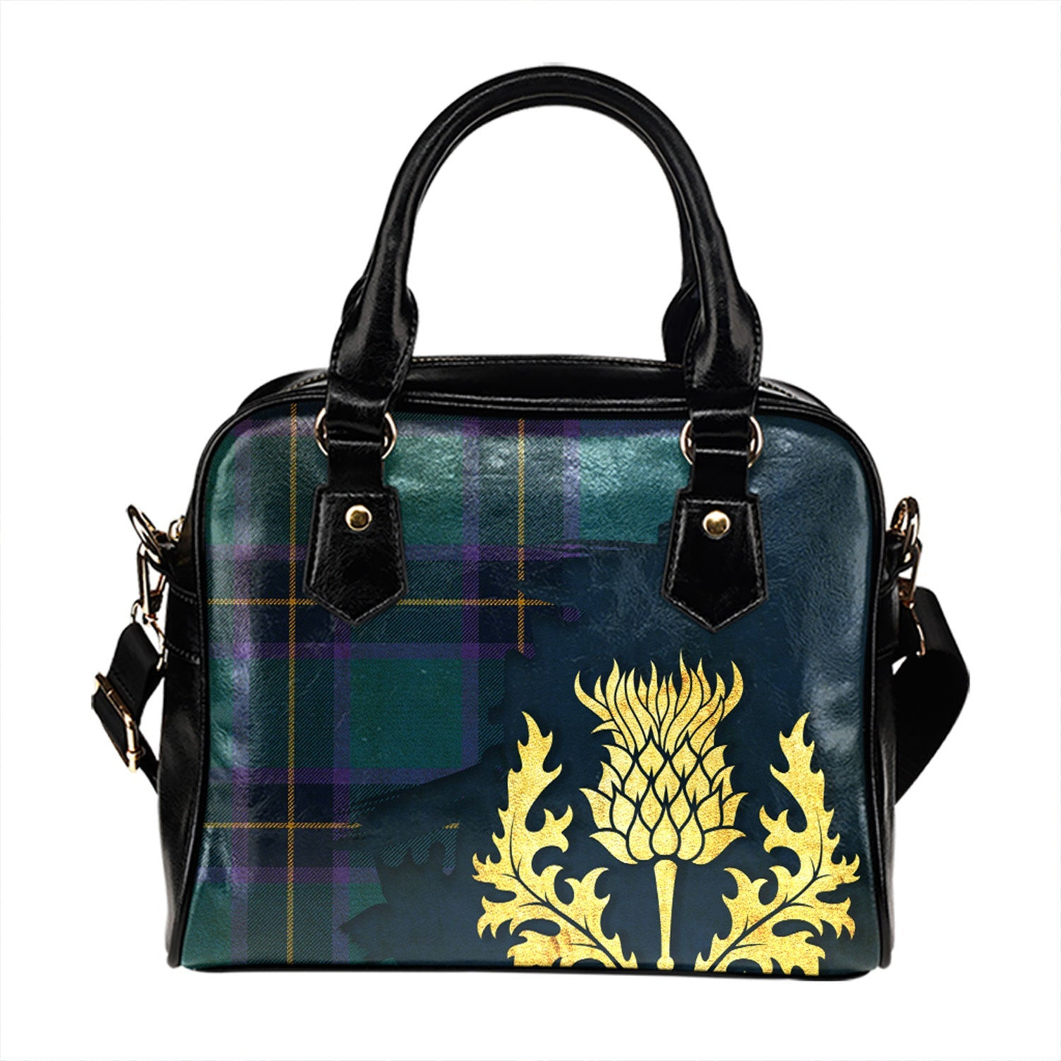 ScotsTee Shop Scottish Peacock Samantha (Paucok Samantha) Modern Tartan Shoulder Handbag Thistle Oldest