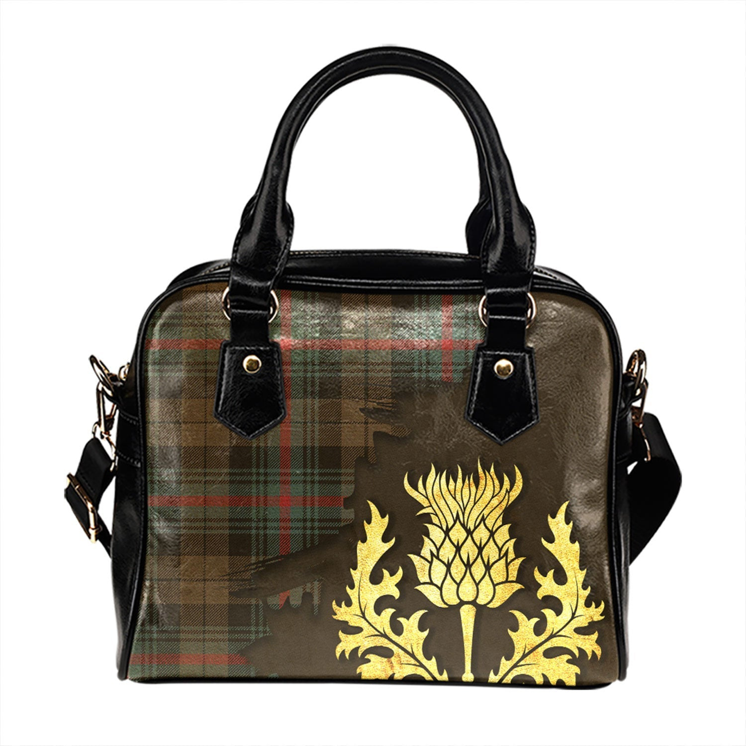 ScotsTee Shop Scottish Urquhart Broad Red Weathered Tartan Shoulder Handbag Thistle Oldest